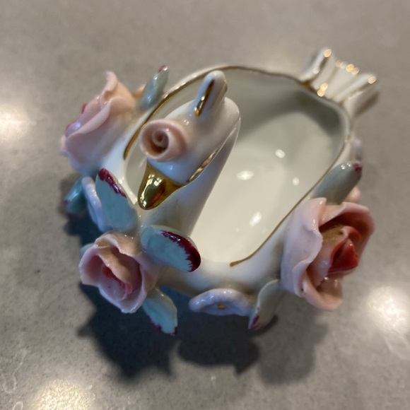 SET 2 Vintage Antique Hand Roses Ring Holders Porcelain Jewelry stand - Picture 15 of 16